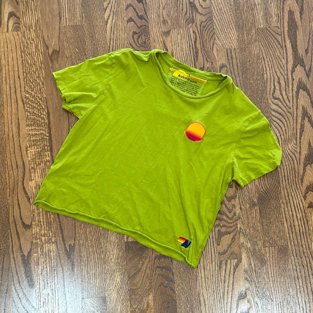 Women’s Aviator Nation Green sunset T-Shirt